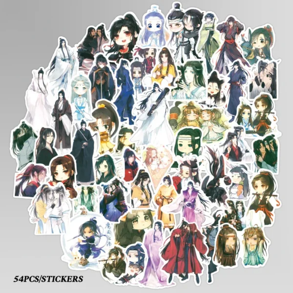 54PCS The Untamed Chen Qing Ling Stickers – Xiao Zhan & Wang Yibo Cartoon Waterproof Decals for Laptop, Suitcase, Bicycle - Image 2