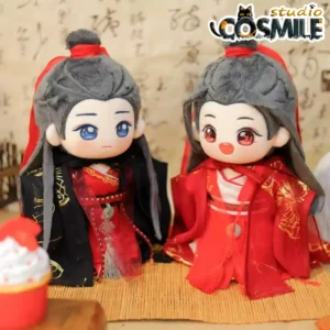 The Untamed Wei Wuxian & Lan Wangji Red Hanfu Wedding Outfit – 20cm Plush Doll Ancient Costume & Accessories