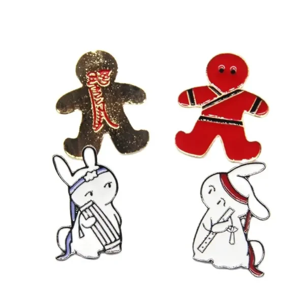 2PCS The Untamed Cartoon Pins – Wei Wuxian & Lan Wangji Brooches for Clothes & Backpack Decoration | Fan Gift