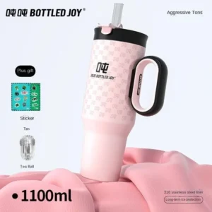 BOTTLED JOY 316 Stainless Steel Straw Water Bottle – Convenient Car Bottle for Men & Women