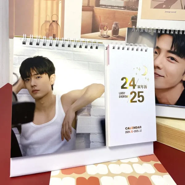 Xiao Zhan 2025-2026 Desk Calendar – Two-Year Monthly Planner with Notes & Stickers | Chinese Idol Collectible - Image 5