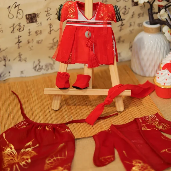 The Untamed Wei Wuxian & Lan Wangji Red Hanfu Wedding Outfit – 20cm Plush Doll Ancient Costume & Accessories - Image 5