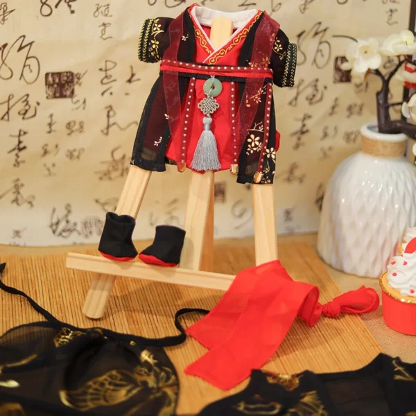 The Untamed Wei Wuxian & Lan Wangji Red Hanfu Wedding Outfit – 20cm Plush Doll Ancient Costume & Accessories - Image 6