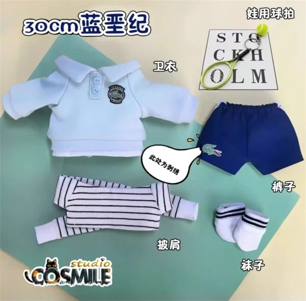 The Untamed Wang Yibo WEB Blue Sweatshirt – Fashion Costume for 20cm & 30cm Plush Dolls | Doll Clothes & Accessories - Image 2