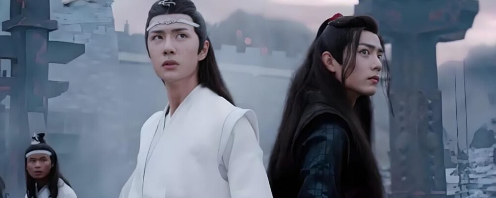 Xiao Zhan and Wang Yibo filming a key moment in The Untamed.