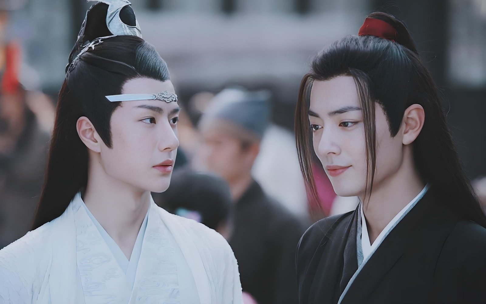 The Untamed drama characters Wei Wuxian and Lan Wangji in BL-coded scene