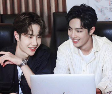 BJYX fan art digital painting of Xiao Zhan and Wang Yibo in Untamed-style robes